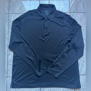 Tommy Bahama Island Soft Men’s Black Silk Wool Blend Long Sleeve Polo Shirt XL
